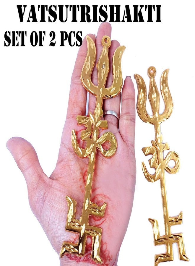 eshoppee vatsuTrishakti Swastik Om trishul Size 15X4 cm, Set of 2 pcs - Image 3